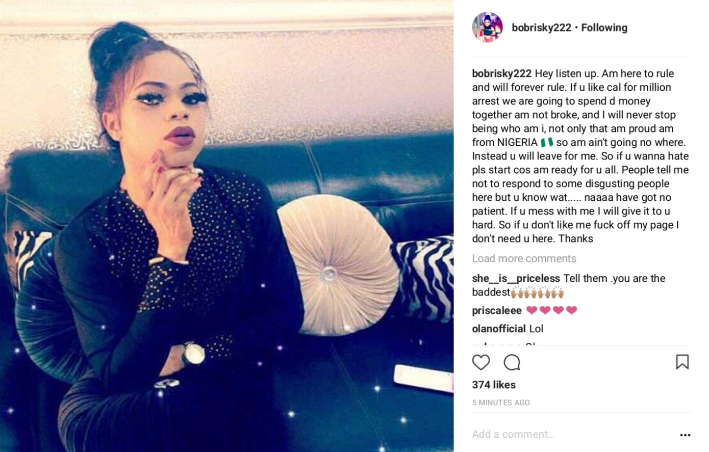 Bobrisky Warns He Is Not Afraid Of The Police And will Continue To Trend (2)