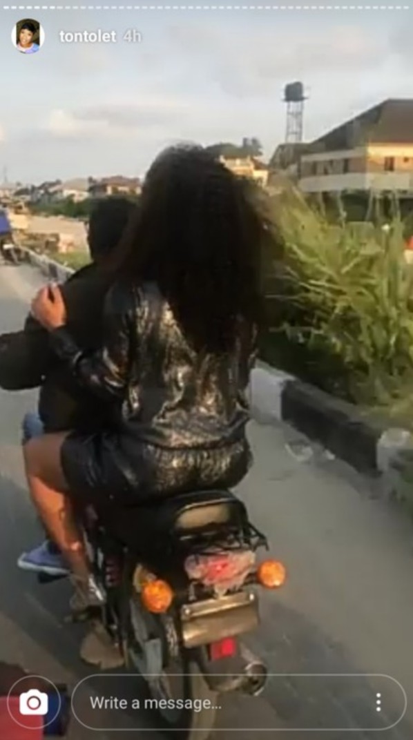 Tonto Dikeh Pictured On Okada To Cinema After Being Held By Traffic (3)