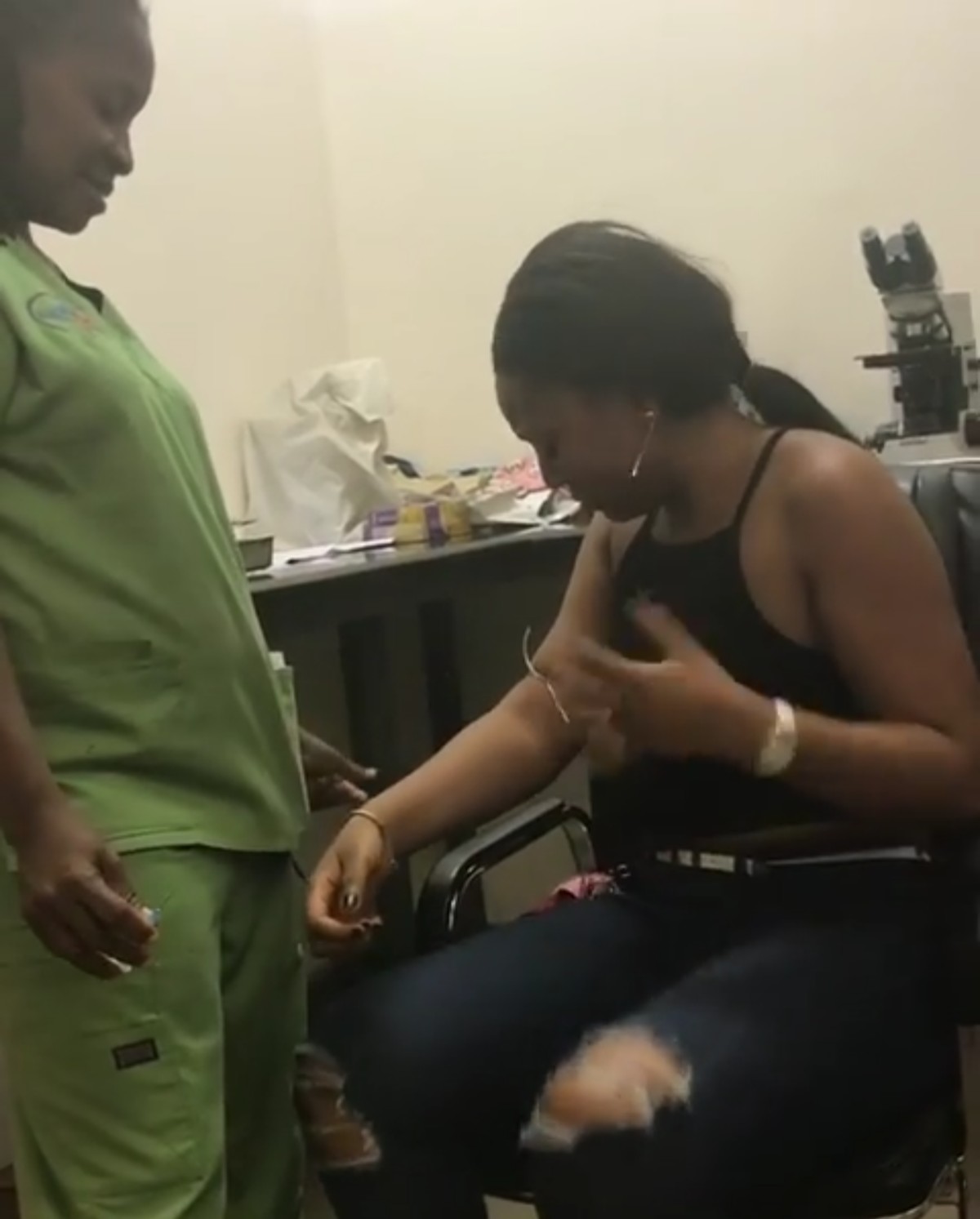 Regina Daniels Shows Extreme Fear Of Needles At A Hospital (6)