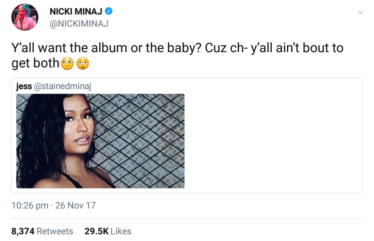 Nicki Minaj Gives Fans Choice Album Or The Baby (2)