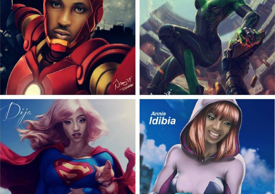 Artist Transforms Annie Idibia And Beverly Osu With Di'ja Into Superheroes In New Painting