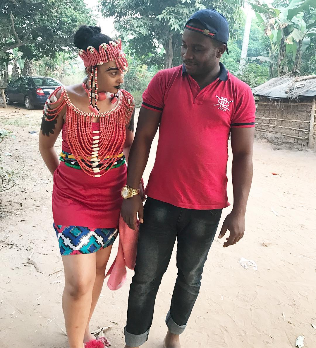 Rosy Meurer Pictured Alongside Walter Anga With Ejike Asiegbu And Rita Daniels On Set Twisted The Movie