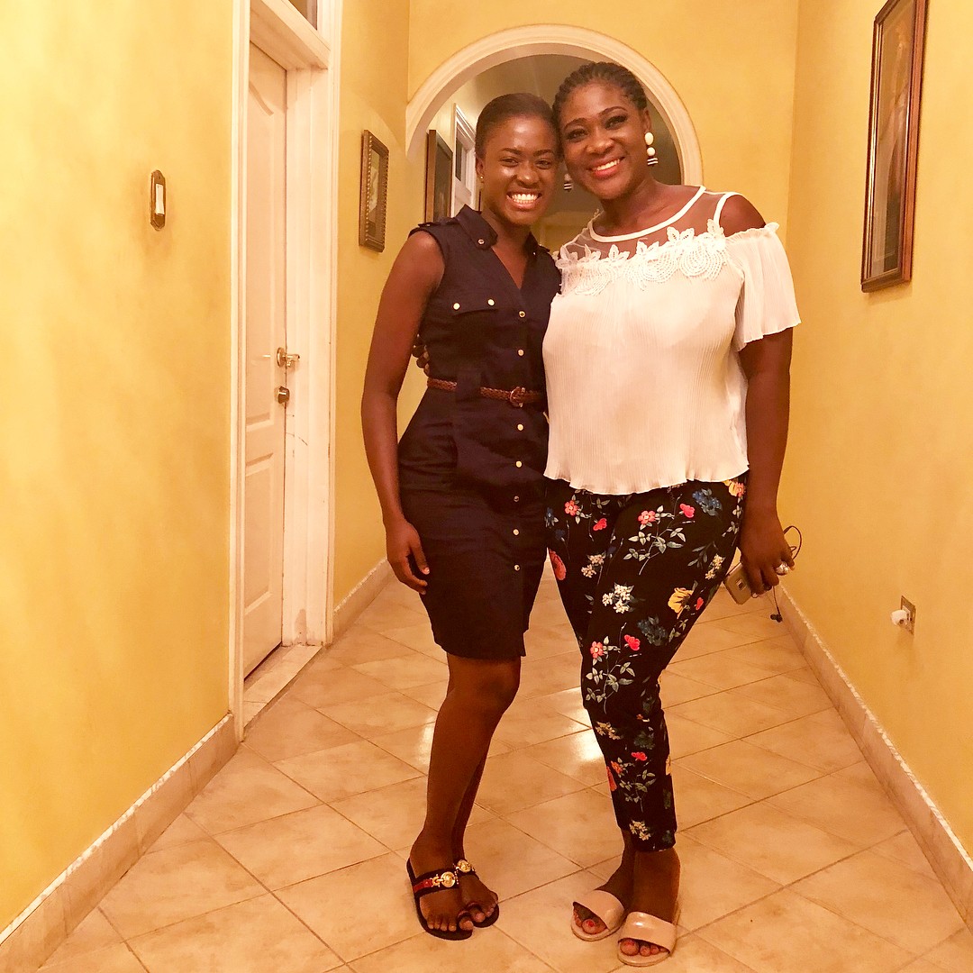 Fella Makafui Pictured Alongside Mercy Johnson On Set Of Movie Once Upon A Family