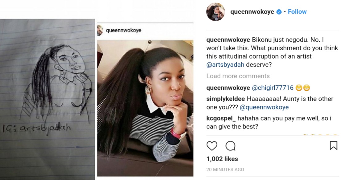 Queen Nwokoye Reacts After Seeing Artist Sketch Of Her (2)