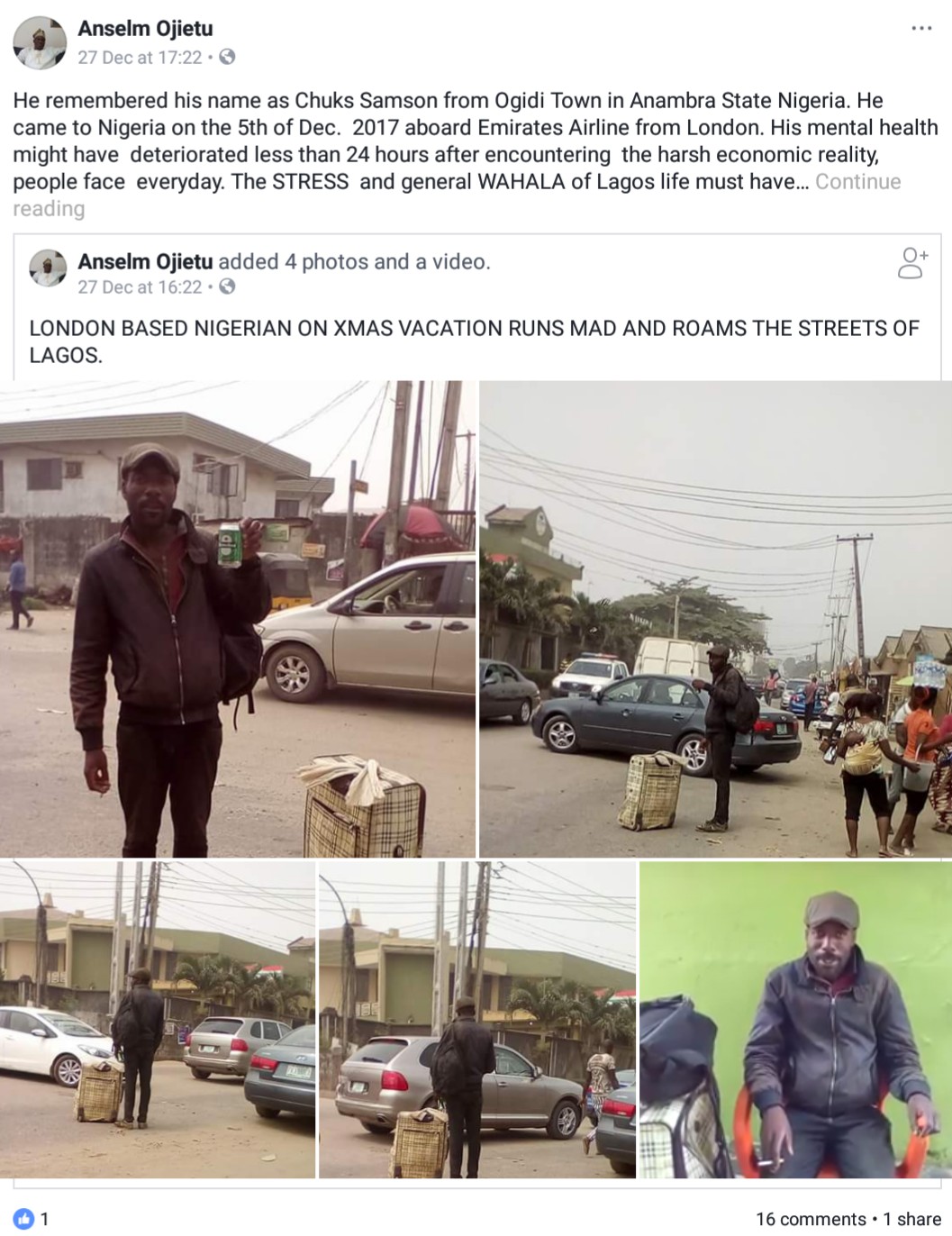 London Based Nigerian Man Who Came To Spend Christmas Holiday Runs Mad (2)