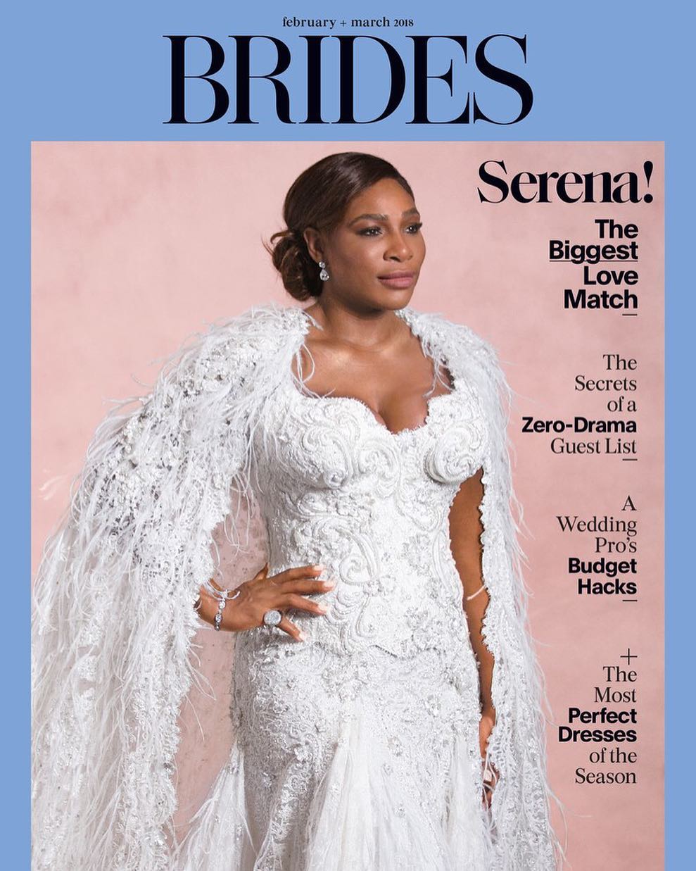 Serena Williams Models Her Wedding Gown For February/March Edition Of Brides Magazine (2)