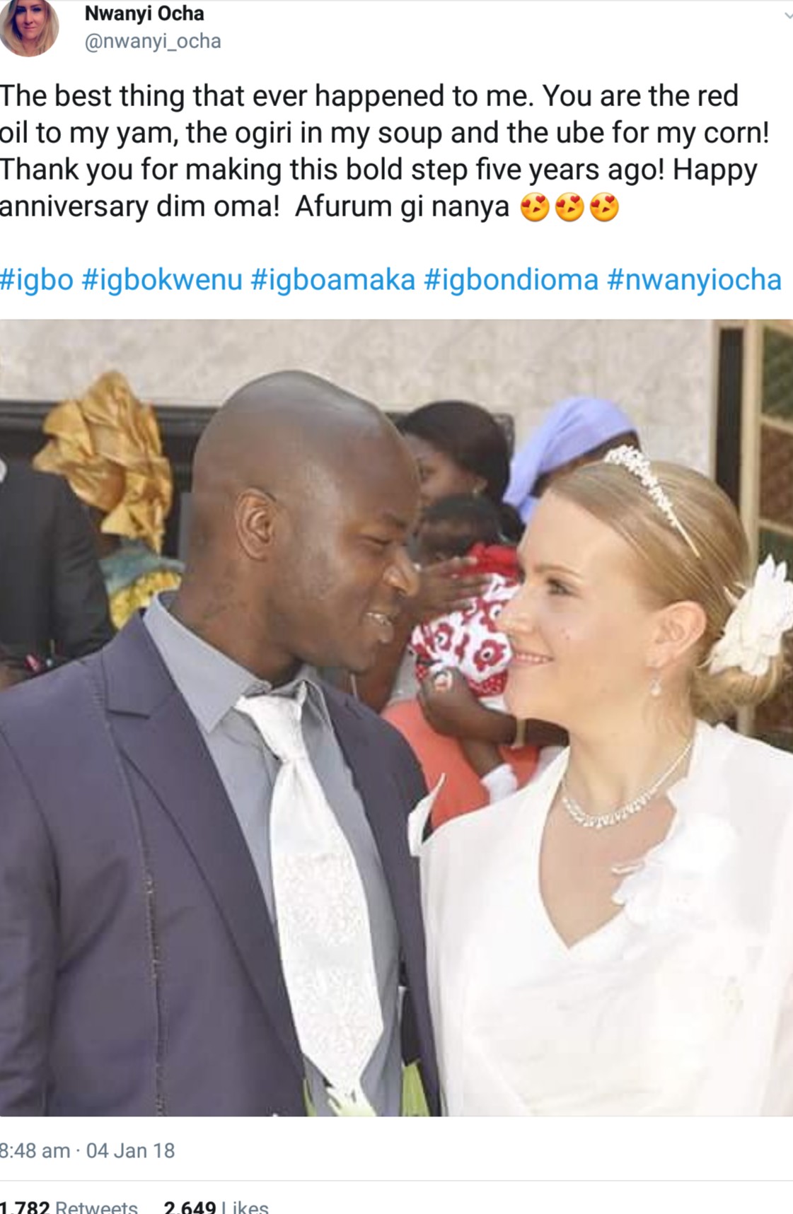 White Lady Celebrates Her Nigerian Husband On Their 5th Wedding Anniversary (2)