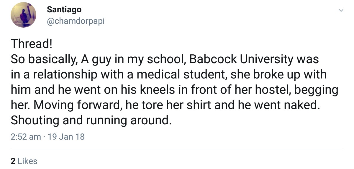 Babcock University Student Runs Mad After Girlfriend Broke Up With Him (2)