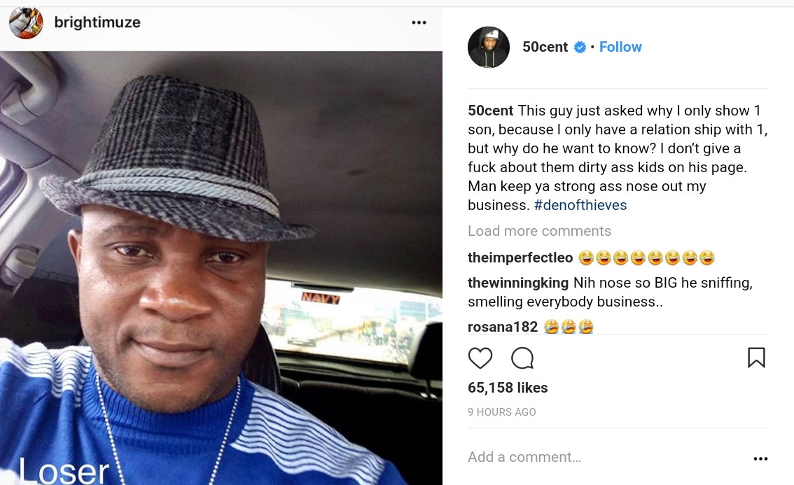 50 Cent Blasts Nigerian Man Who Questioned Him For Showing Off Only One Son (2)