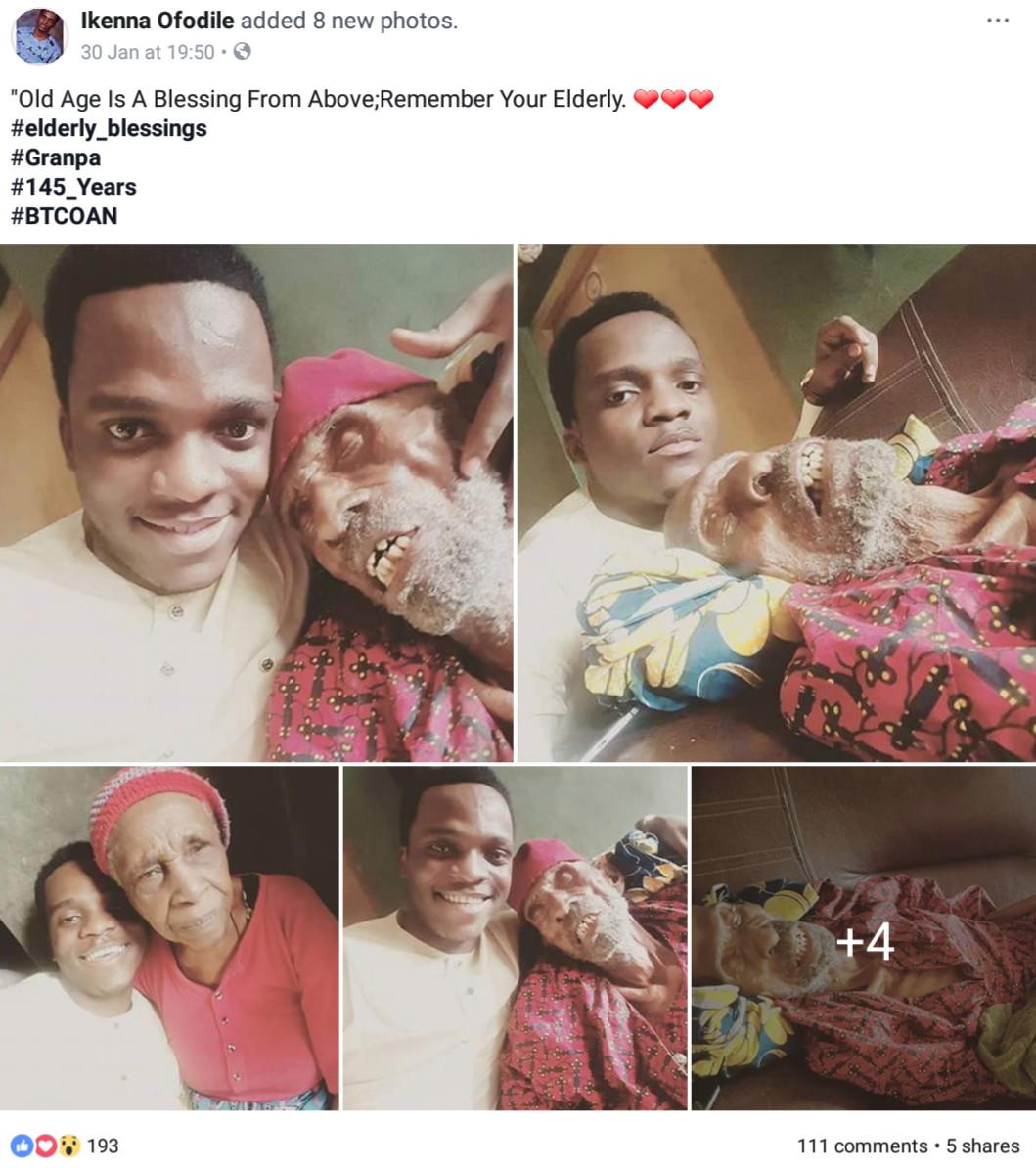 Nigerian Man Shows Off His 145-Year-Old Grandpa