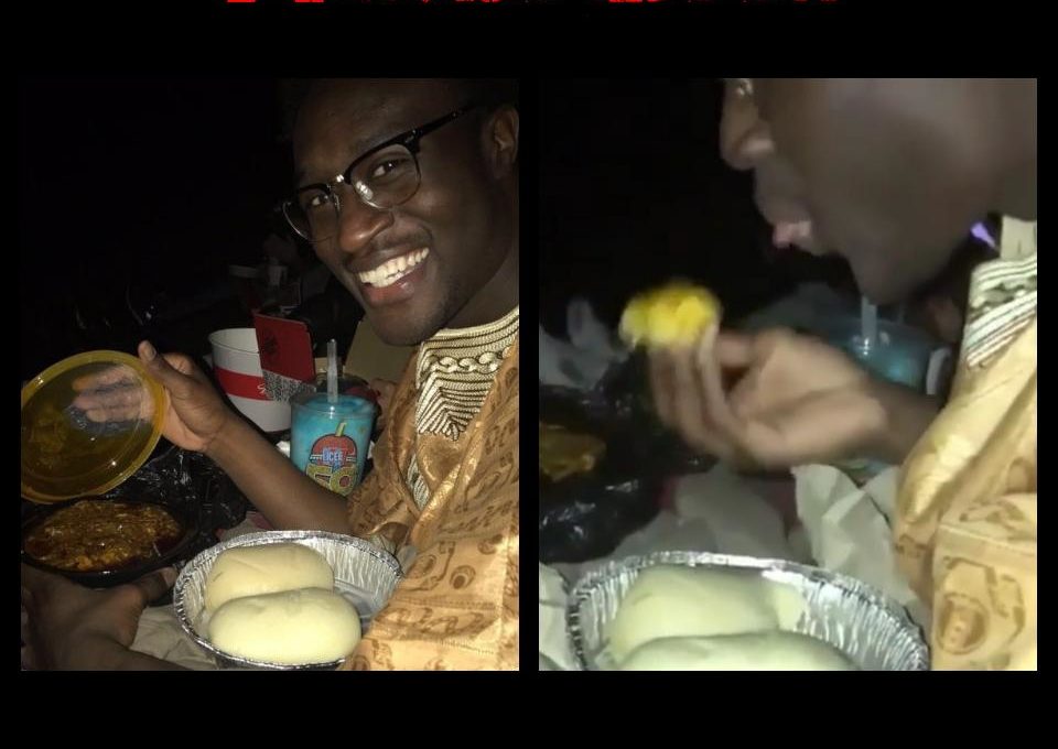 Guy Was Pictured Eating Fufu With Soup While Watching Black Panther