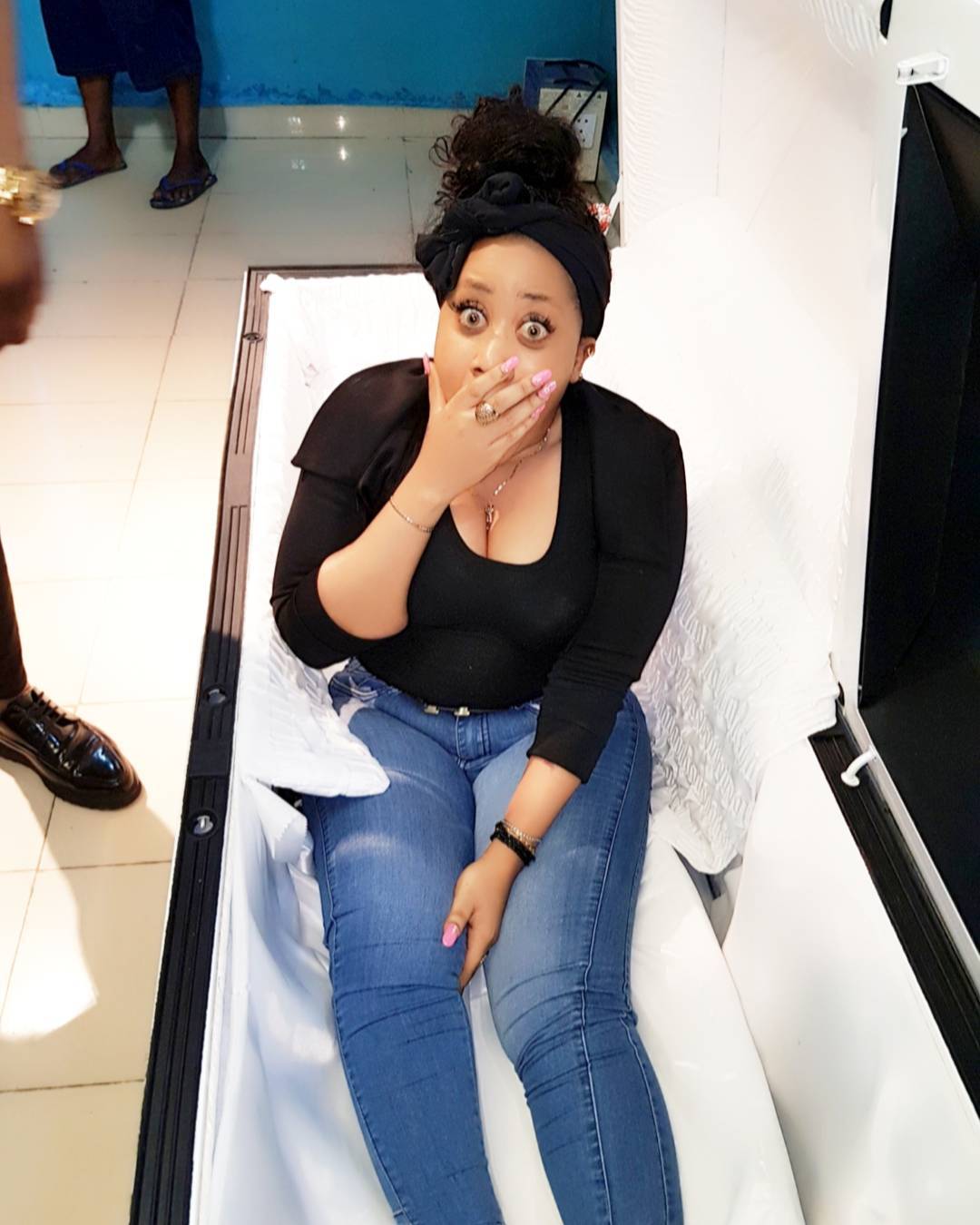 Moyo Lawal Was Pictured In A Coffin (2)