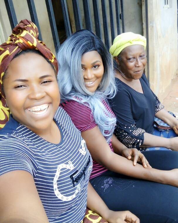 Patience Ozokwor Poses With Chizzy Alichi On Set BACK FROM LAGOS (2)