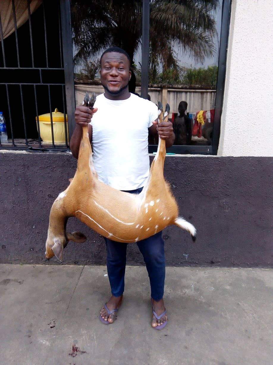 Nigerian Man Shows Off The Bush Meat He Killed After Hunting Expedition In Owerri (2)