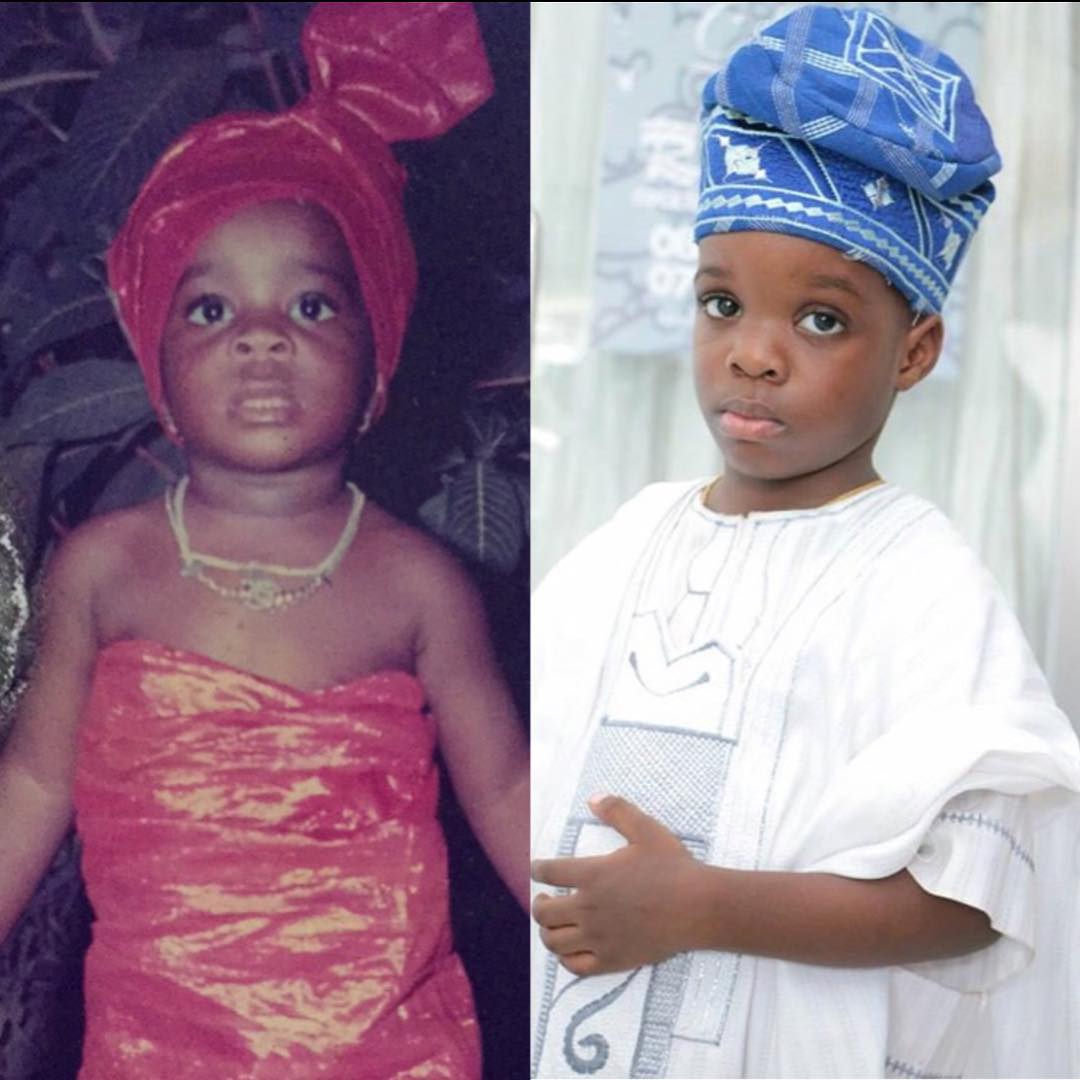 Sola Ogudu Shares Side-By-Side Childhood Photos Of Herself And Son (2)