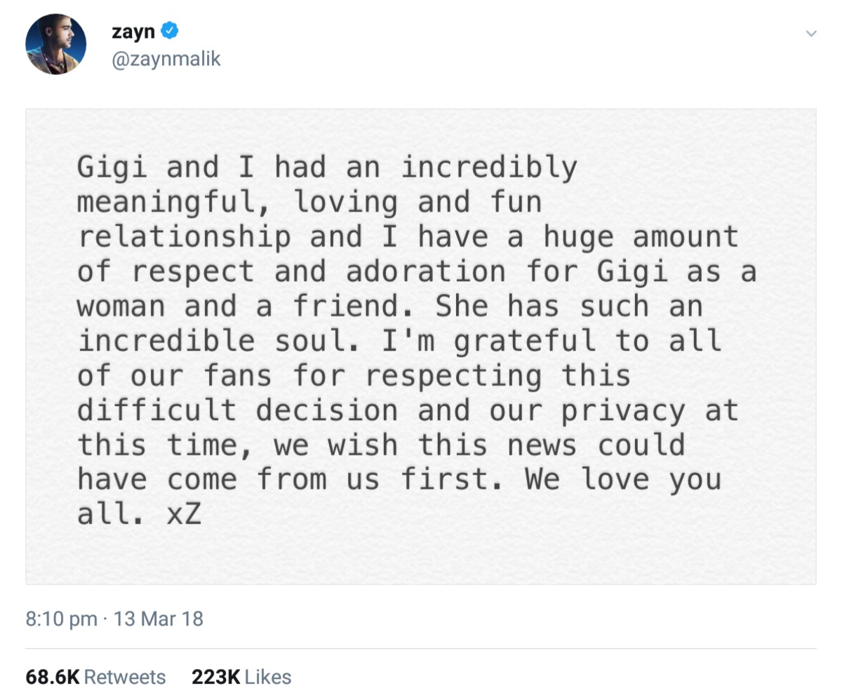 Zayn Malik And Gigi Hadid Confirm Split (3)