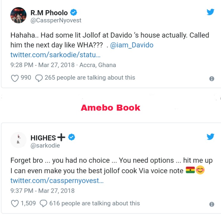 It's On! Sarkodie Challenges Davido To Jollof Cooking Battle After Cassper Nyovest Said He Didn’t Know Which Tastes Better (3)