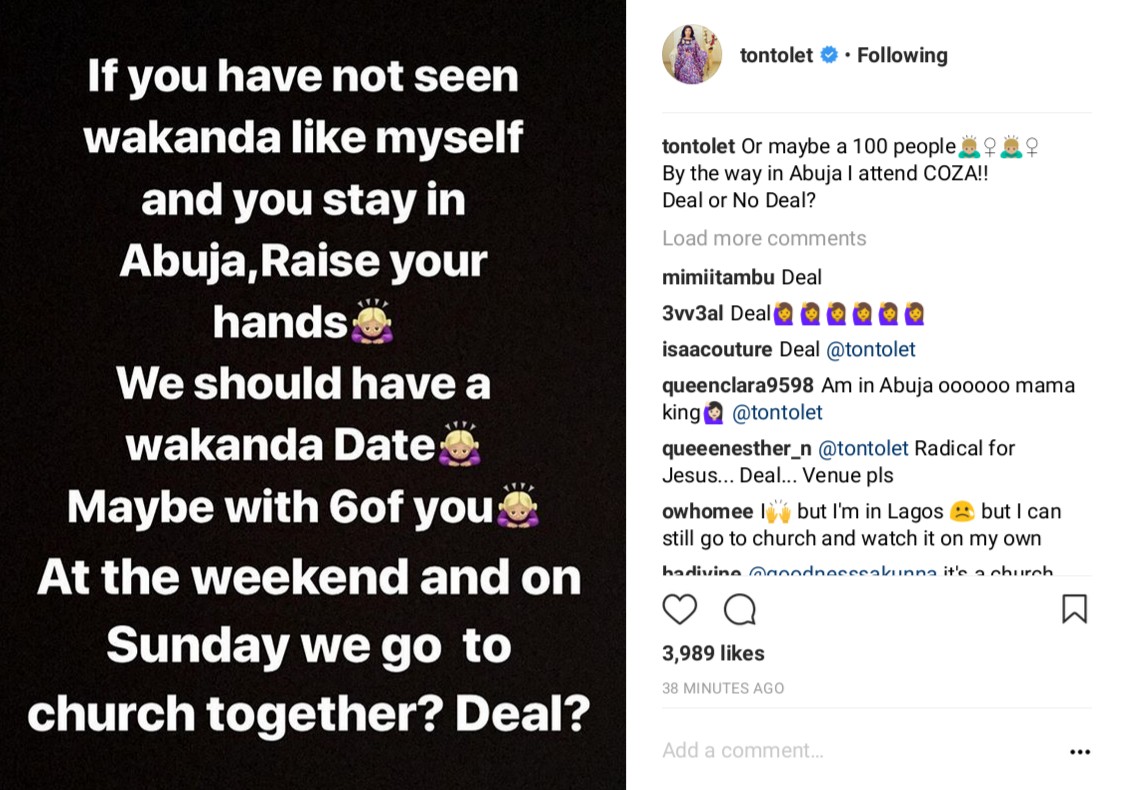 Tonto Dikeh Wants To Go On A Wakanda Date With Fans Living In Abuja (2)