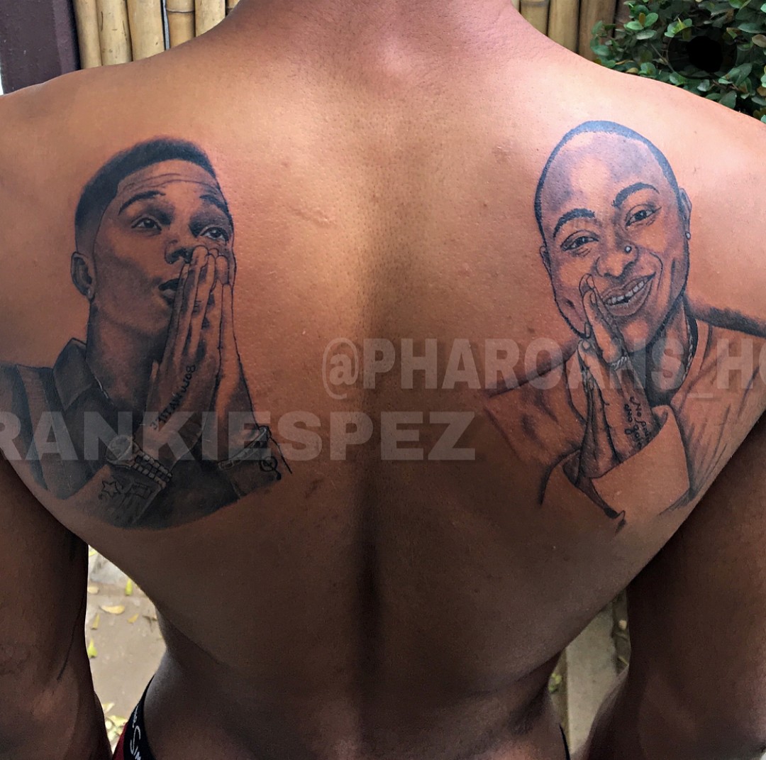 Nigerian Man Tattoos Wizkid And Davido’s Face On His Back (4)