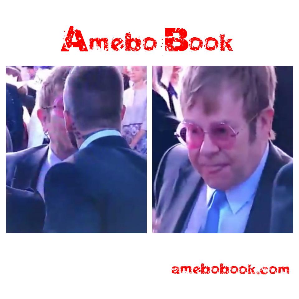 Elton John Licks His Lips After Kissing David Beckham On The Mouth