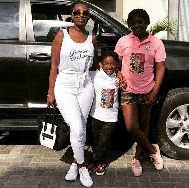 Annie Idibia Looking Stylish While Out With Daughters Isabella And Olivia (2)