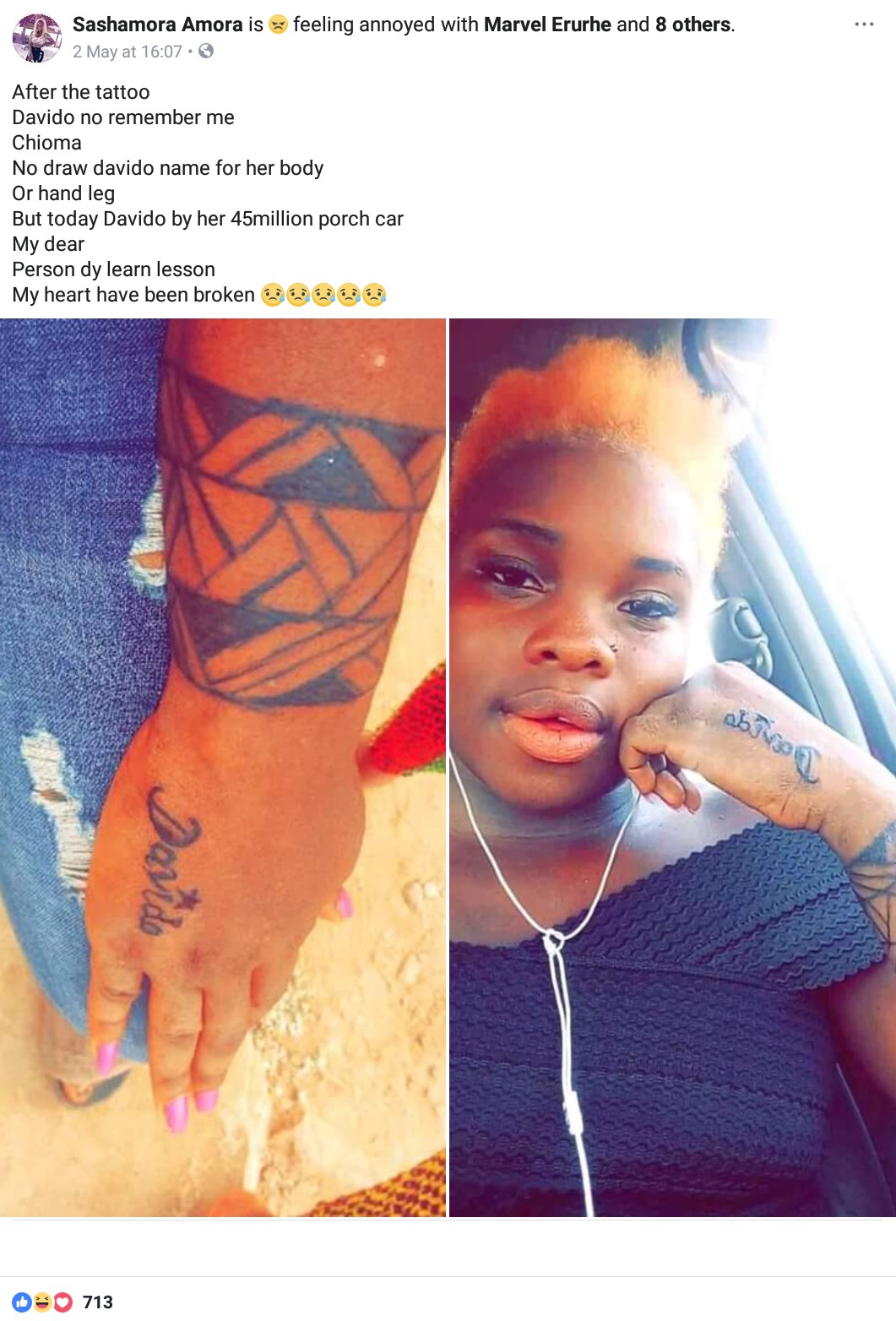 Nigerian Slay Queen With Davido Tattooed On Her Hand (2)