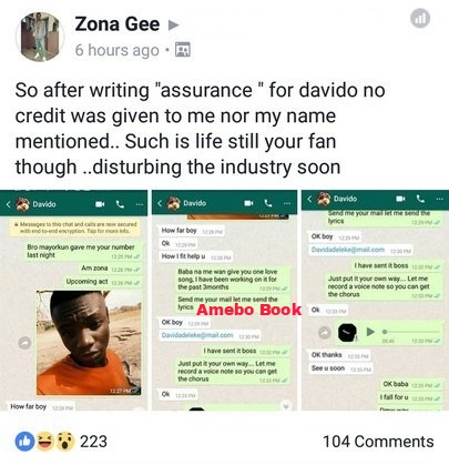 Man Who Claimed He Wrote Assurance Calls Davido Out (2)