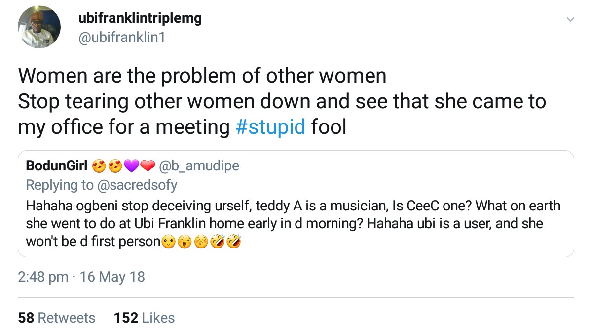 Ubi Franklin Insults Twitter User Who Insinuated Cee-C Was In His House (2)