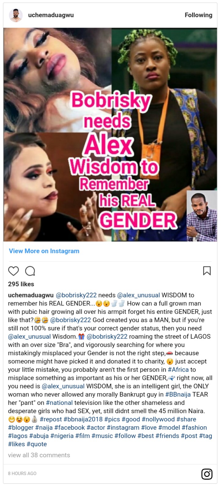 Uche Maduagwu Slams Bobrisky