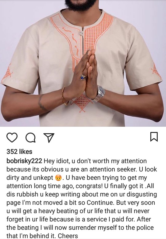 Bobrisky Threatens To Hire Thugs To Beat Up Uche Maduagwu (2)