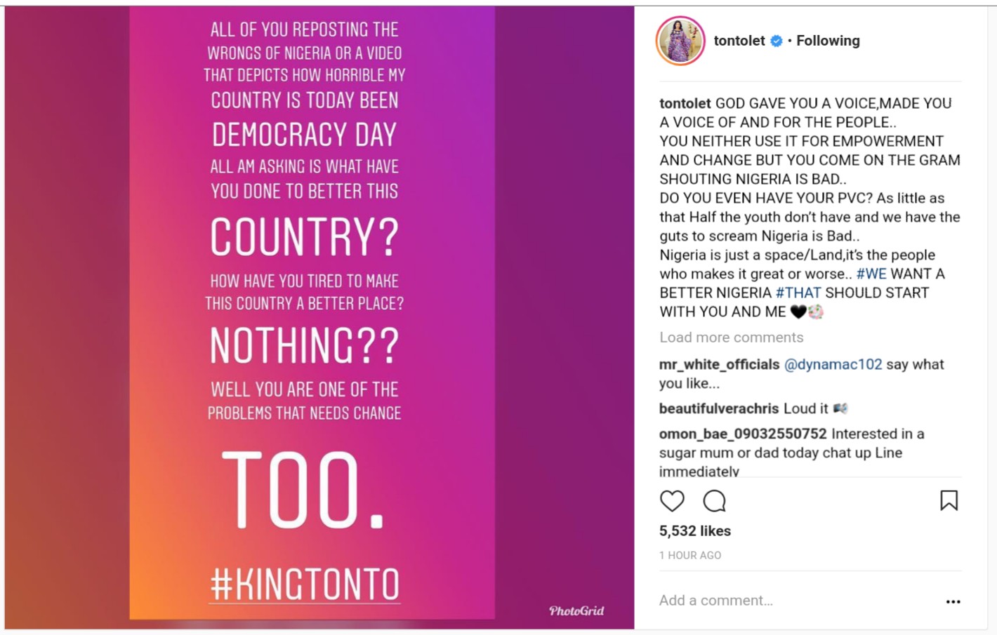 Tonto Dikeh On Democracy Day