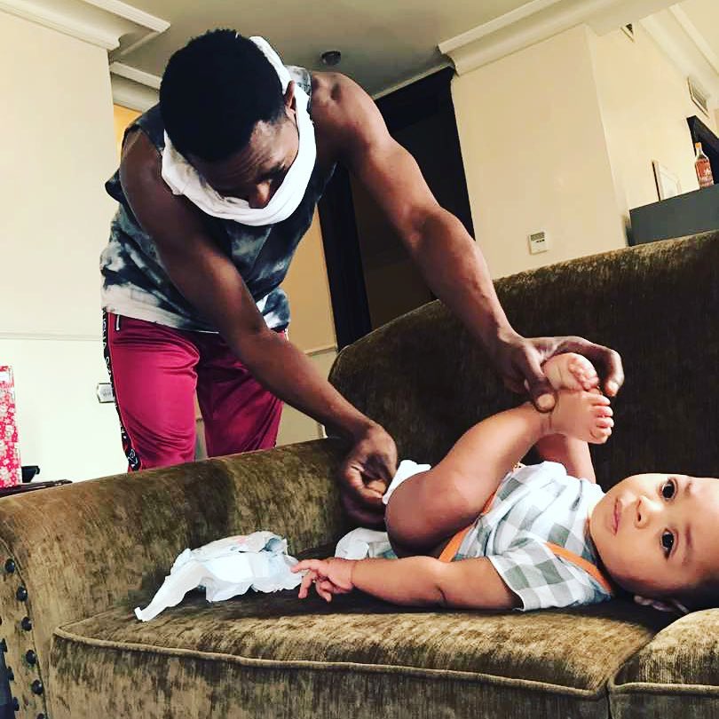 D'Banj Shares Photo Of Himself Changing His Son's Diaper (2)