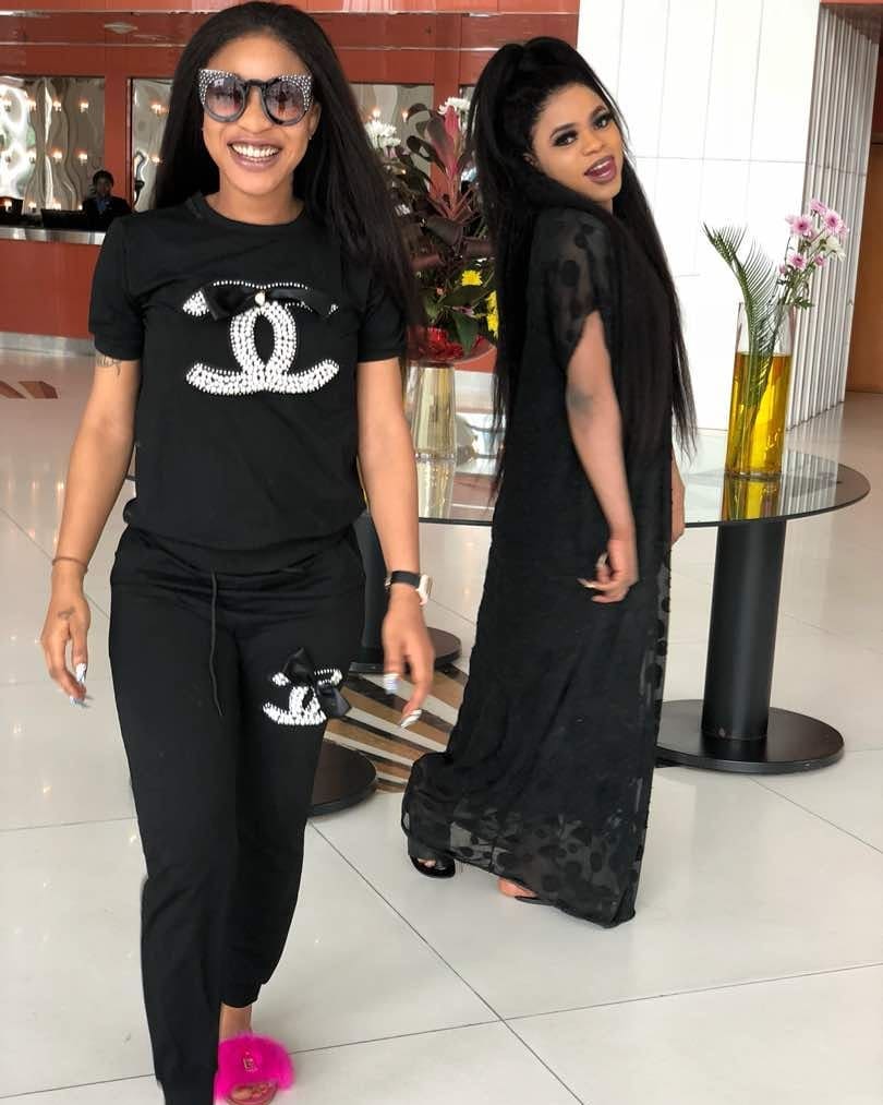 Tonto Dikeh And Bobrisky Step Out In Black Coordinating Ensembles