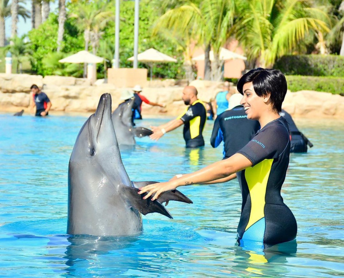 Juliet Ibrahim With A Dolphin In Dubai