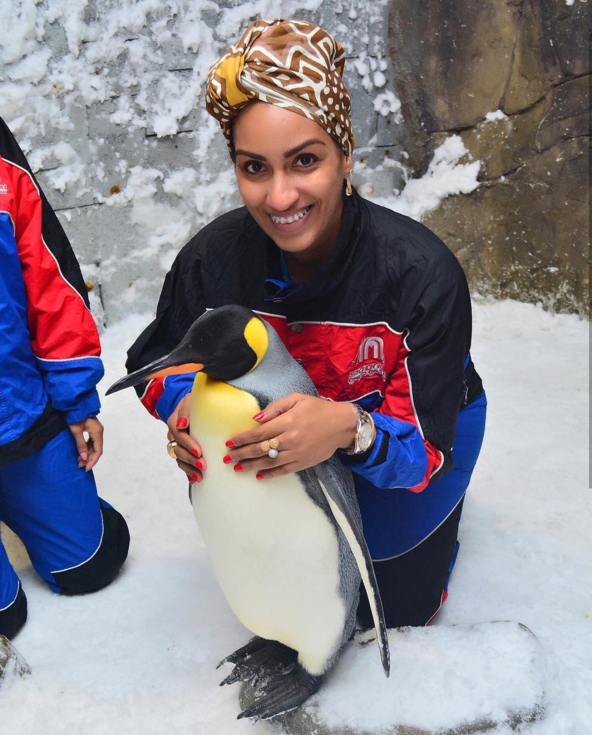 Juliet Ibrahim With A Penguin In Dubai