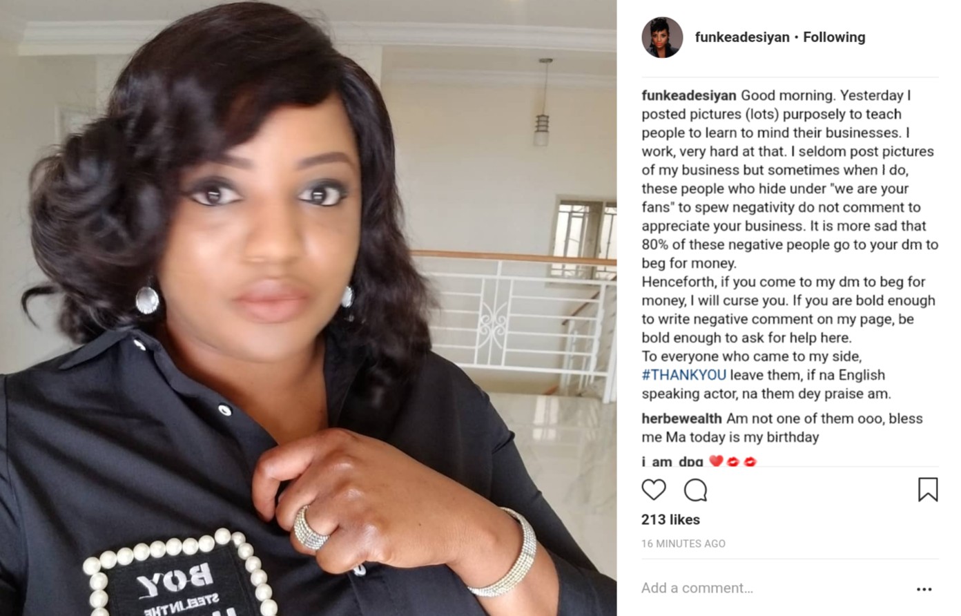 Funke Adesiyan To Curse Those Who Come To Her DM To Beg For Money (2)