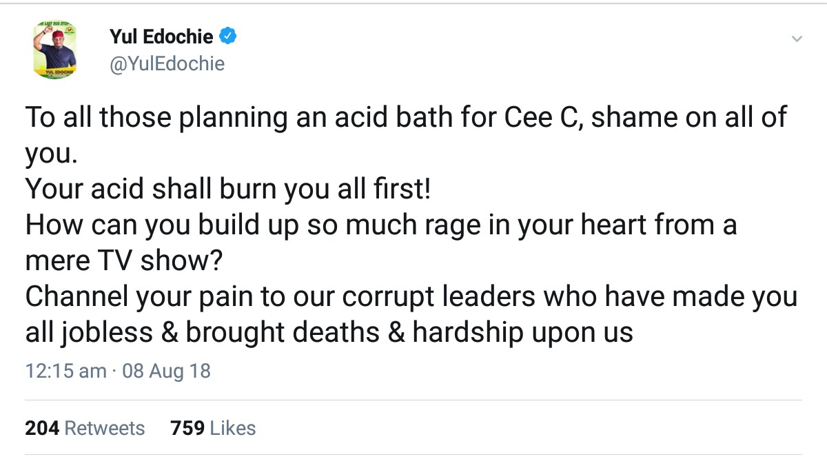 Yul Edochie Reacts To Acid Threat On Cee-C (2)