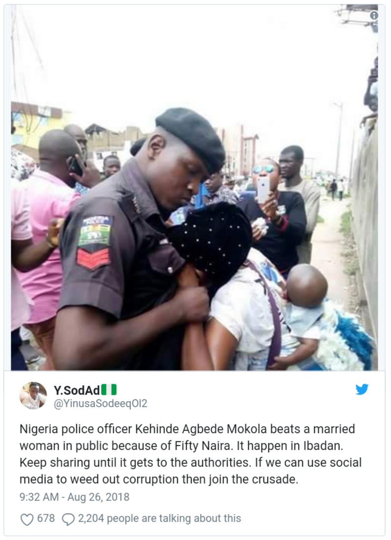Nigeria Police Officer Beats Up Married Woman Because Of Fifty Naira In Ibadan (2)