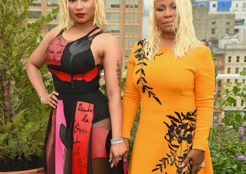 Nicki Minaj And Mother Twinning With Platinum Blonde Wet Hair
