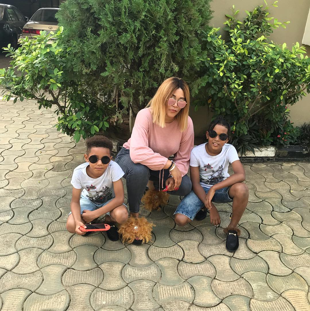 Adunni Ade With Her Sons D’Marion and Ayden