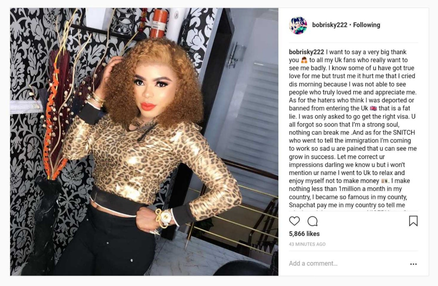 Bobrisky Addresses Claims He Was Deported And Banned From Entering The Uk (2)