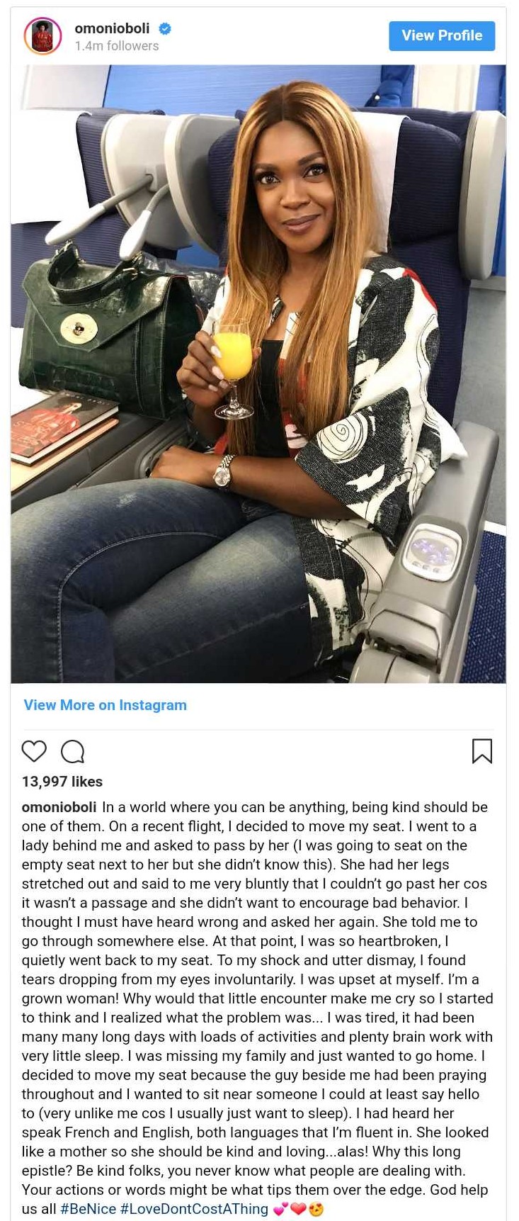 Lady Barred Omoni Oboli From Passing By Her Seat On Recent Flight — Amebo Book