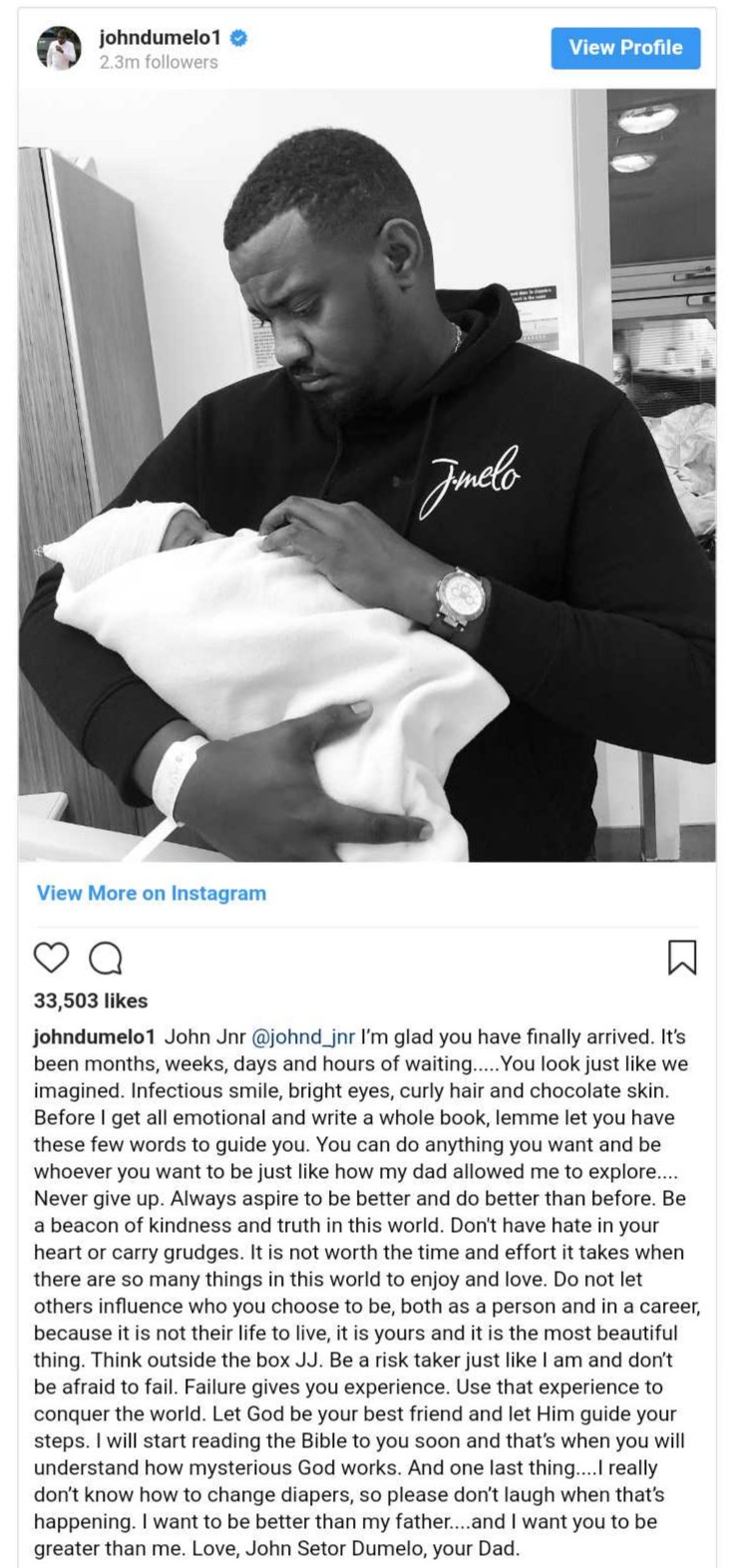 John Dumelo Welcomes Baby Boy