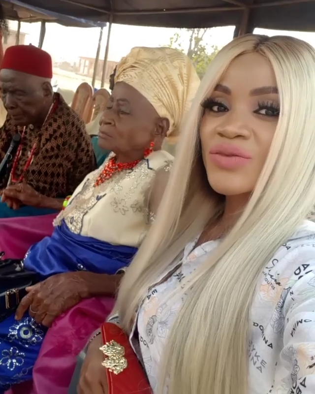 Uche Ogbodo Rocks Village Party With Her Grandparents (3)