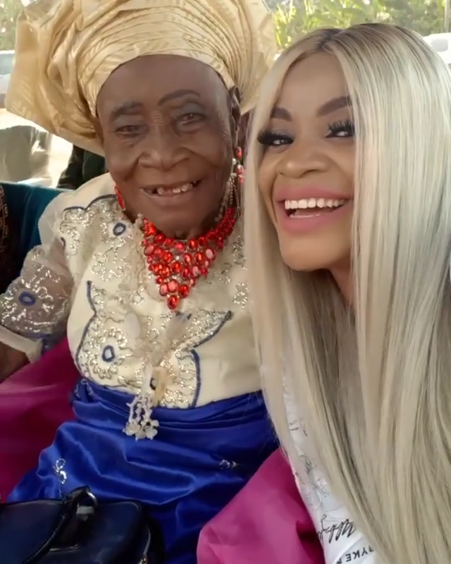Uche Ogbodo Rocks Village Party With Her Grandparents (5)