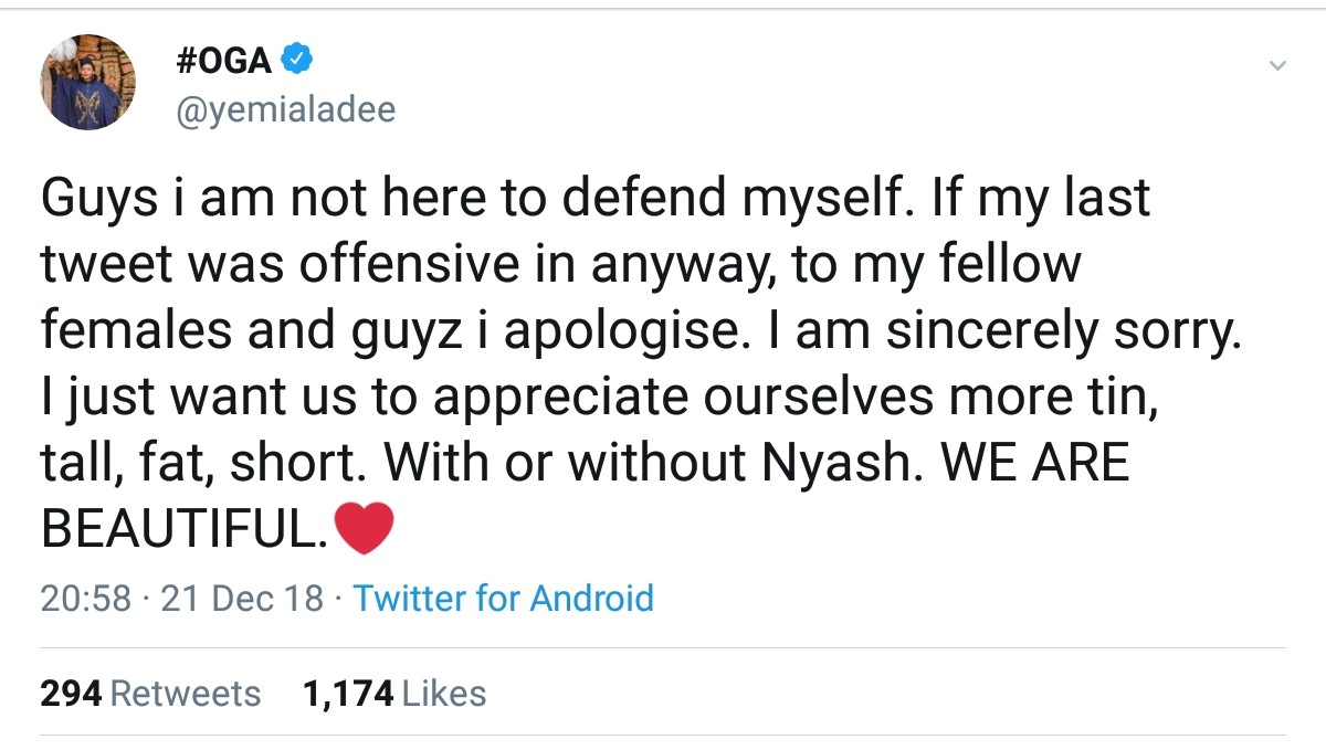Yemi Alade Apologises For Increasing Your Ynash In Your Pictures Tweet (2)