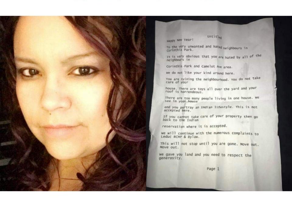 Leduc Mother Who Received Racist Letter Telling Her To Move