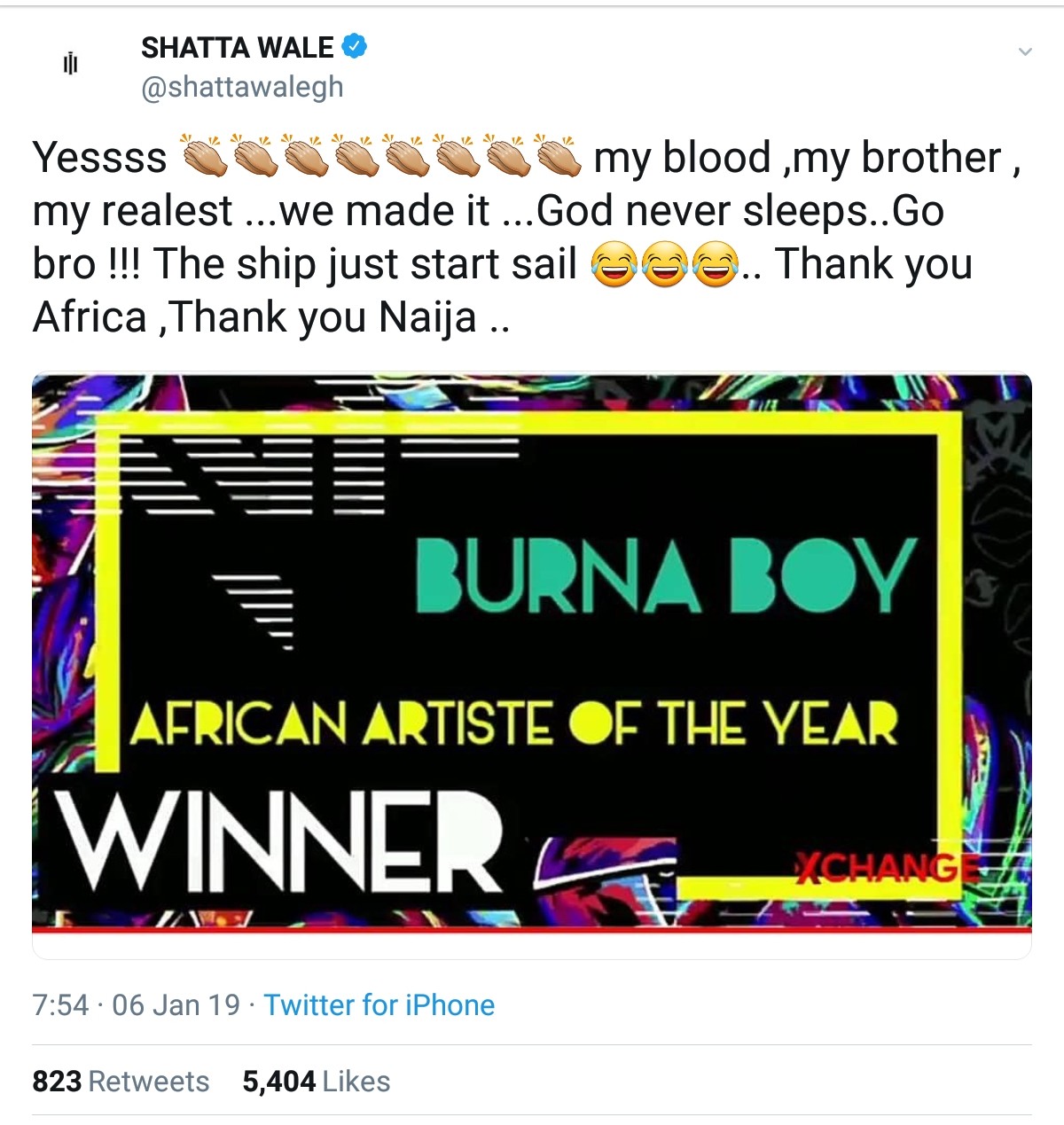 Shatta Wale Congratulates Burna Boy