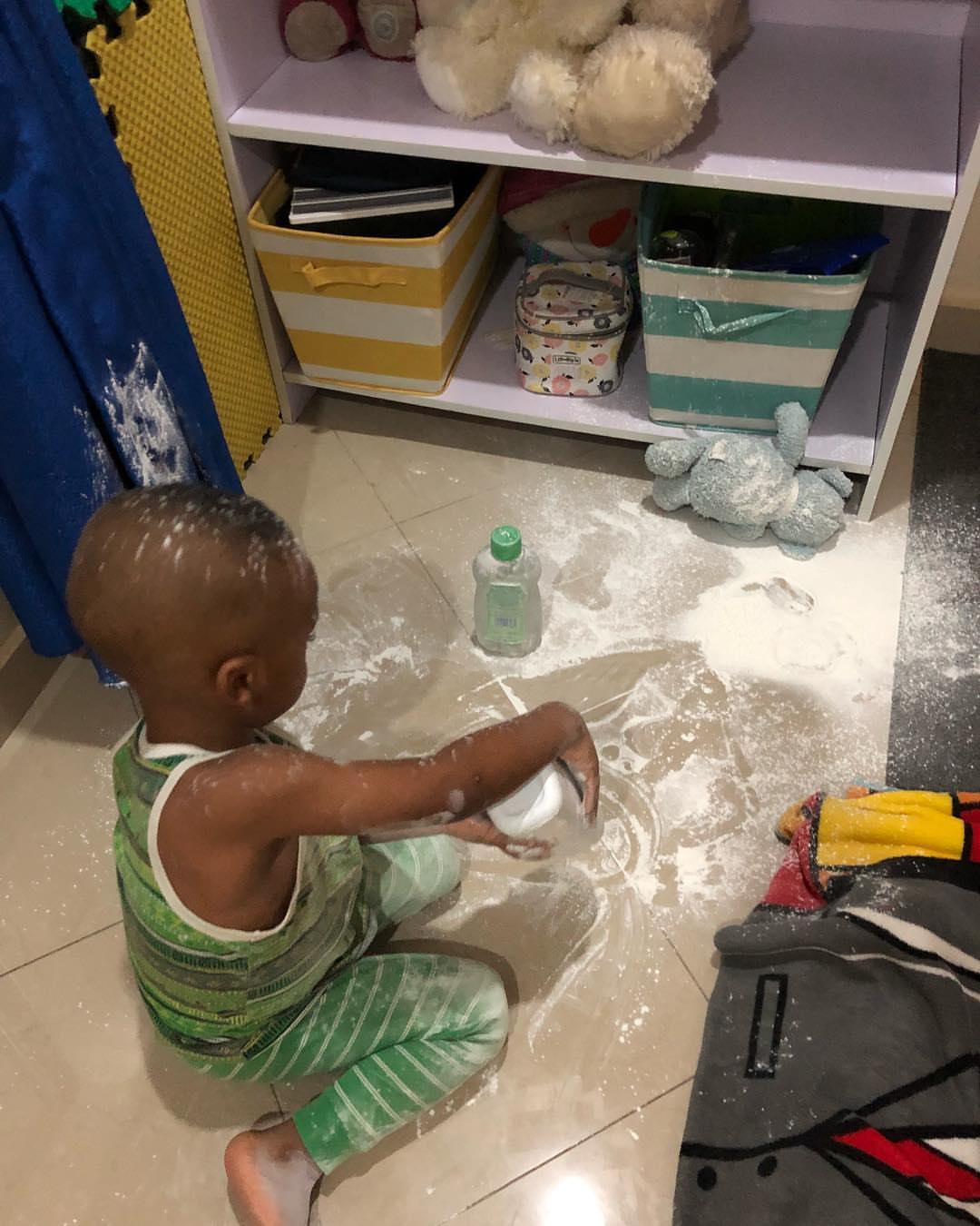 Tonto Dikeh Catches Son Using Baby Powder To Cover The House (4)