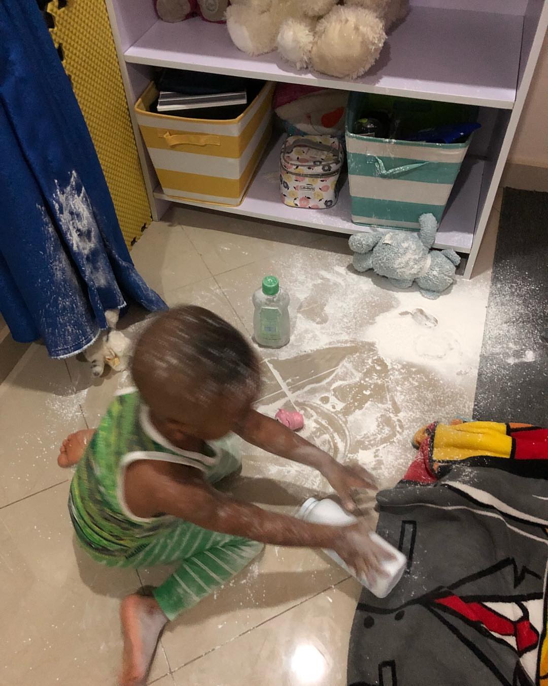 Tonto Dikeh Catches Son Using Baby Powder To Cover Himself (2)